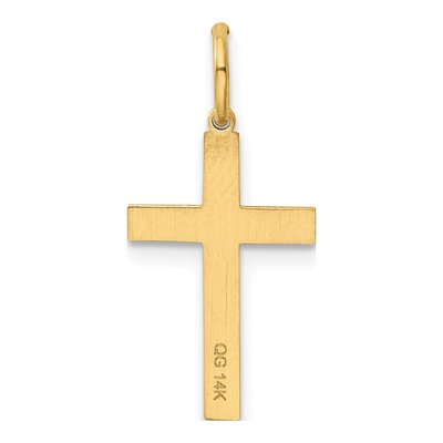 14K Yellow Gold Laser Design Cross Pendant – view 5
