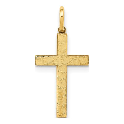14K Yellow Gold Laser Design Cross Pendant
