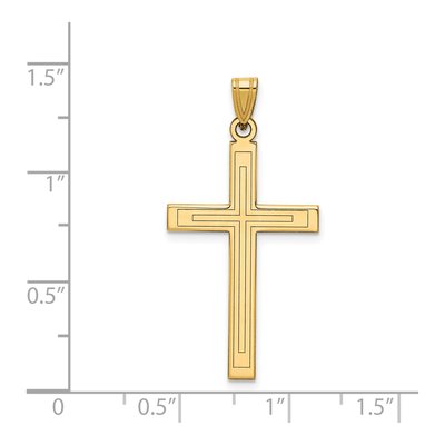 14K Yellow Gold Laser Etched Cross Pendant – view 4