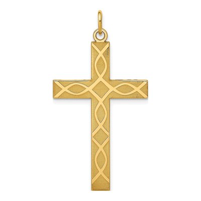 14K Yellow Gold Ichthus Cross Pendant