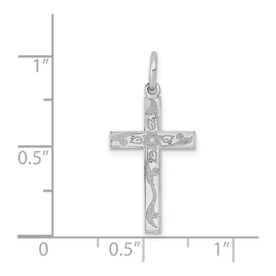 14K White Gold Floral Cross Pendant – view 4