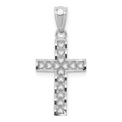 14K White Gold Cross Pendant
