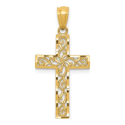 14K Yellow Gold Filigree Cross Pendant