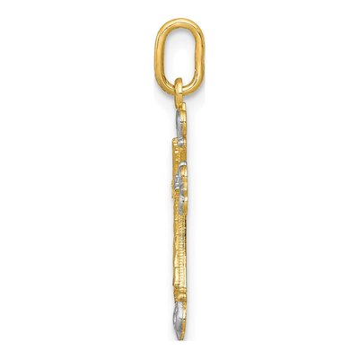 14K Yellow Gold Diamond-Cut Cross Charm – view 3