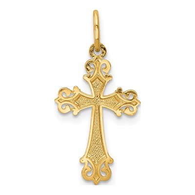 14K Yellow Gold Diamond-Cut Cross Charm – view 5
