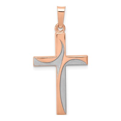 14K Rose Gold Hollow Cross Pendant