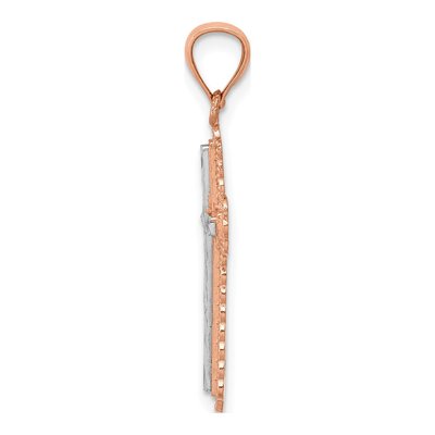 14K Rose Gold Diamond-Cut Cross Pendant – view 3