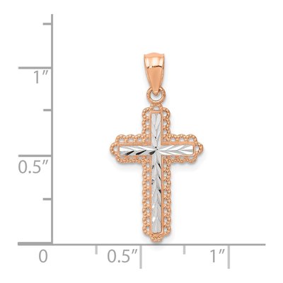 14K Rose Gold Diamond-Cut Cross Pendant – view 4