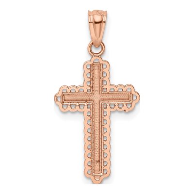 14K Rose Gold Diamond-Cut Cross Pendant – view 5