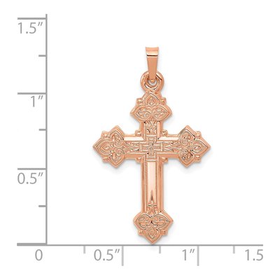 14K Rose Gold Fleur de Lis Cross Pendant – view 4