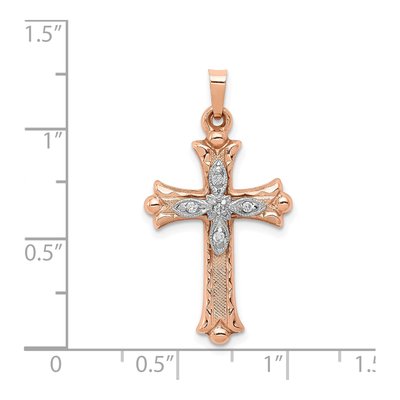 14K Two-Tone Gold 1/20 ct tw Diamond Cross Pendant – view 4