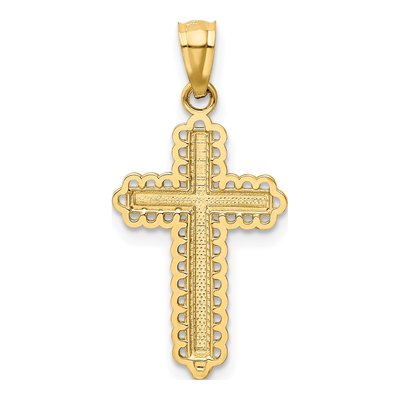 14K Yellow Gold Diamond-Cut Cross Pendant – view 5