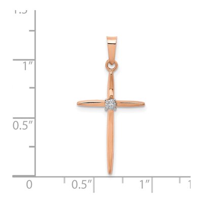 14K Rose Gold Diamond Cross Pendant – view 4