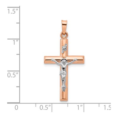 14K Two-Tone Gold Hollow Crucifix Pendant – view 4