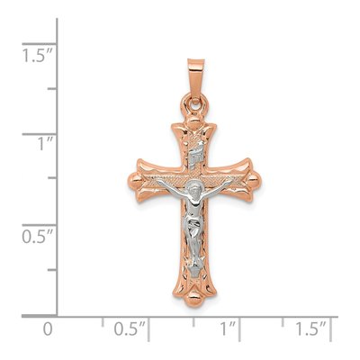 14K Two-Tone Gold Hollow Crucifix Pendant – view 4