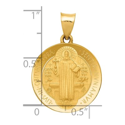 14K Yellow Gold St Benedict Hollow Medal Pendant – view 5