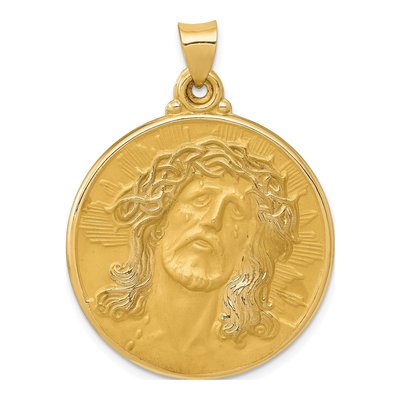 14K Yellow Gold Face of Jesus Medal Pendant