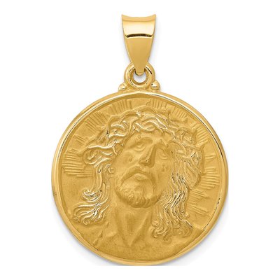 14K Yellow Gold Face of Jesus Medal Pendant