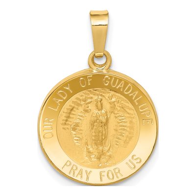 14K Yellow Gold Our of Guadalupe Medal Pendant