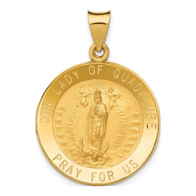 14K Yellow Gold Our of Guadalupe Medal Pendant