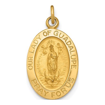 14K Yellow Gold Our of Guadalupe Medal Pendant