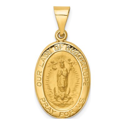 14K Yellow Gold Our of Guadalupe Medal Pendant