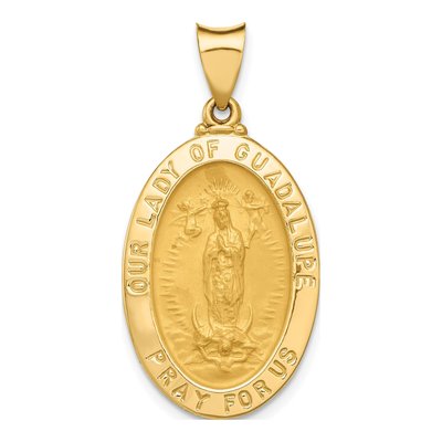 14K Yellow Gold Our of Guadalupe Medal Pendant