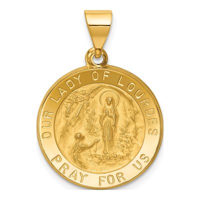 14K Yellow Gold Our of Lourdes Medal Pendant