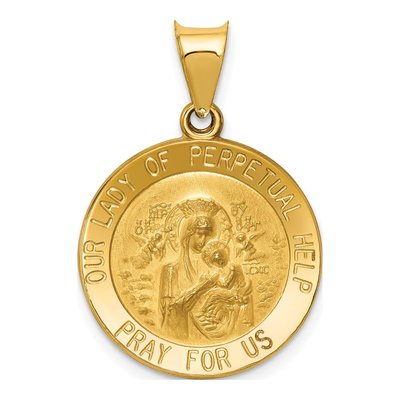14K Yellow Gold Our of Perpetual Help Medal Pendant