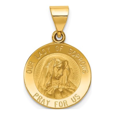 14K Yellow Gold Our of Sorrows Medal Pendant
