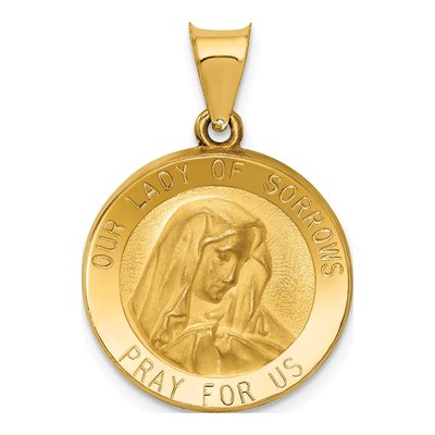 14K Yellow Gold Our of Sorrows Medal Pendant
