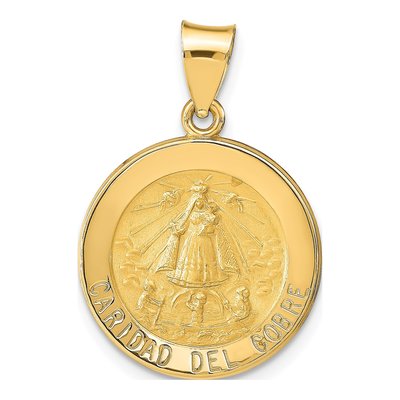 14K Yellow Gold Caridad Del Cobre Medal Pendant