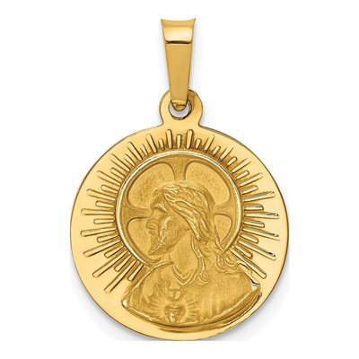 14K Yellow Gold CZ Matka Boska Czestochowska Medal Pendant – view 4
