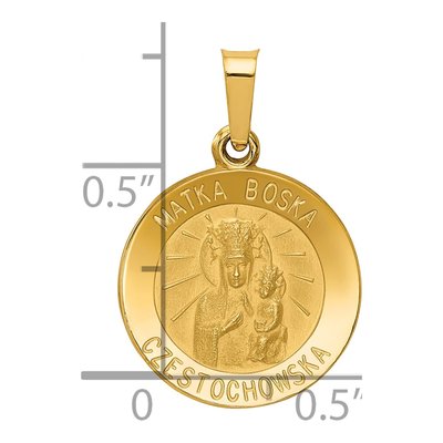 14K Yellow Gold CZ Matka Boska Czestochowska Medal Pendant – view 5
