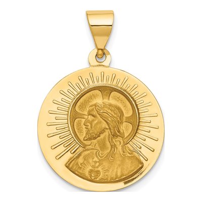 14K Yellow Gold CZ Our of Czestochowska Medal Pendant – view 4