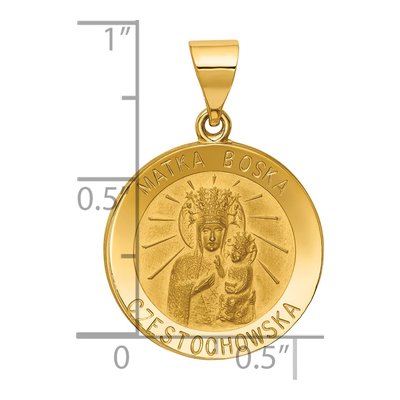 14K Yellow Gold CZ Our of Czestochowska Medal Pendant – view 5