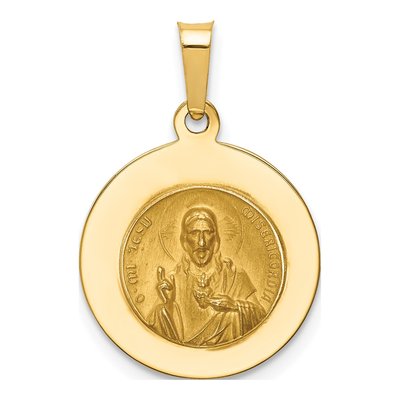 14K Yellow Gold Queen of Holy Scapular Medal Pendant – view 4