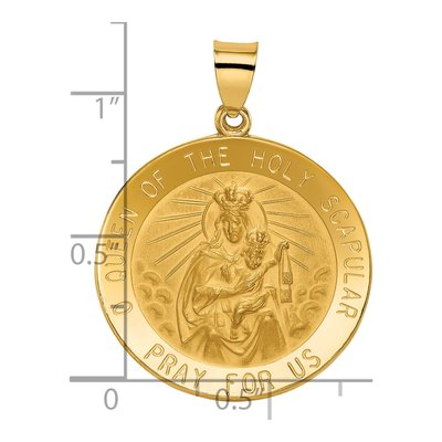 14K Yellow Gold Queen of Holy Scapular Medal Pendant – view 5