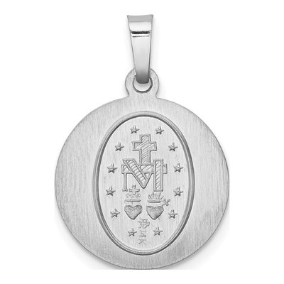 14K White Gold Miraculous Medal Pendant – view 5