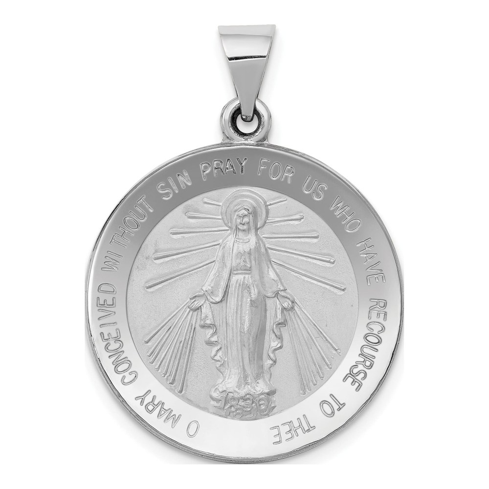 14K White Gold Miraculous Medal Pendant