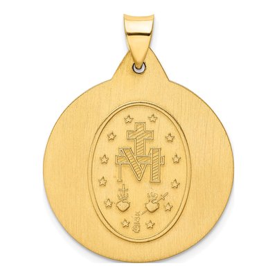 14K Yellow Gold Miraculous Medal Round Pendant – view 4