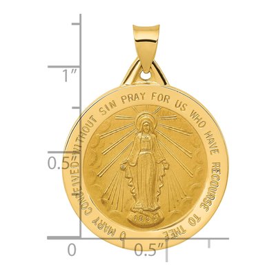 14K Yellow Gold Miraculous Medal Round Pendant – view 5