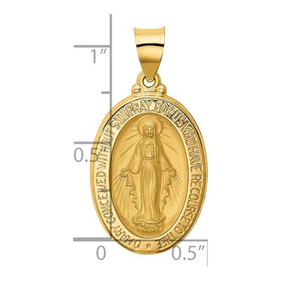 14K Yellow Gold Miraculous Medal Hollow Pendant – view 4