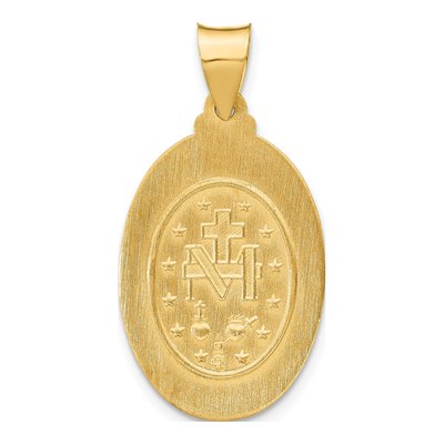 14K Yellow Gold Miraculous Medal Hollow Pendant – view 5