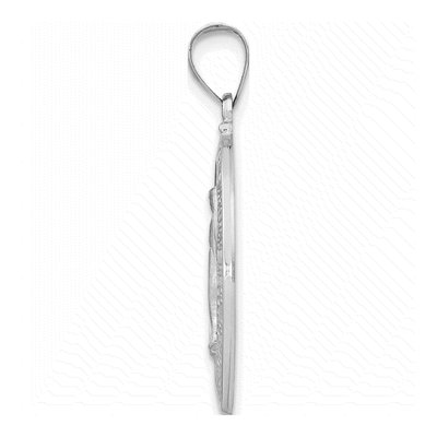 14K White Gold Miraculous Medal Oval Pendant – view 3