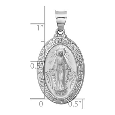 14K White Gold Miraculous Medal Oval Pendant – view 4