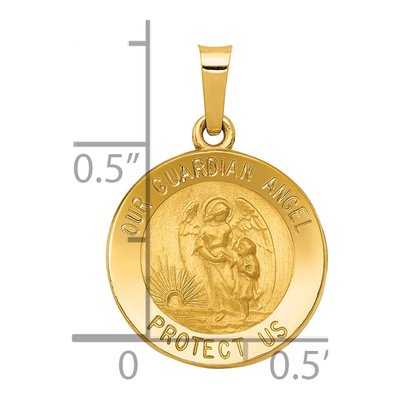 14K Yellow Gold Our Guardian Angel Medal Hollow Pendant – view 4