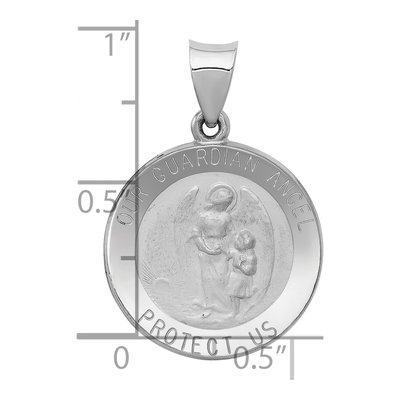 14K White Gold Guardian Angel Medal Charm – view 4