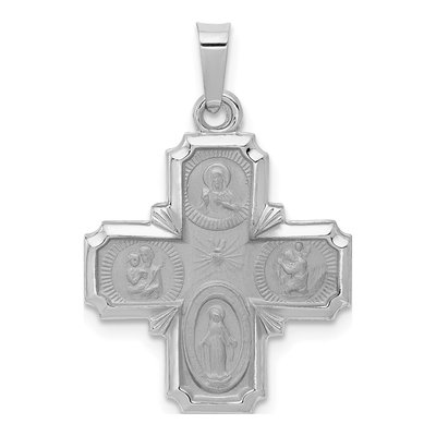14K White Gold Four-Way Medal Pendant