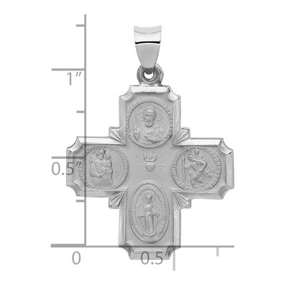14K White Gold Four-Way Religious Medal Pendant – view 5